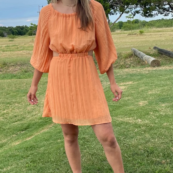 Vici Dresses & Skirts - VICI Dolls Orange Kaiga Blackless Short Plisse Dress